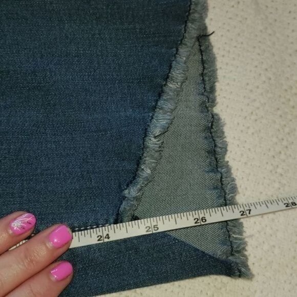 Earl Jeans Embroidered w Pockets & Original Raw Hem Sz. 14 Blue Jeans - Picture 8 of 8